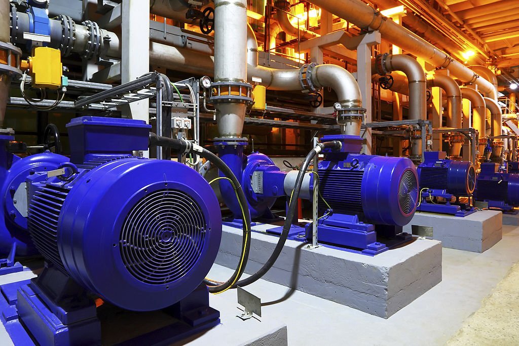 Electric motors of pumps at plant